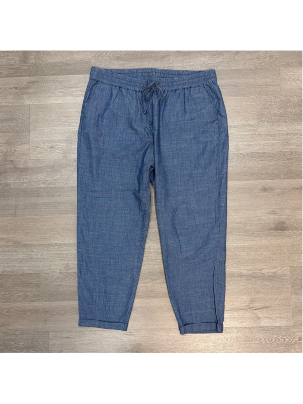 J Crew Women's Blue Chambray Cropped Jogger Pants Sz 14!